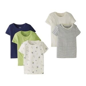 NWT Hanna Andersson 5 Pack Organic Cotton Multi-Color T-Shirt Pack